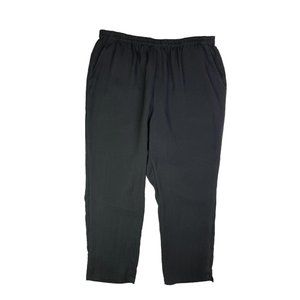 Fridaze Plus Size 1X Black Linen Pull-On Pants Side Pockets Lagenlook *Flaw